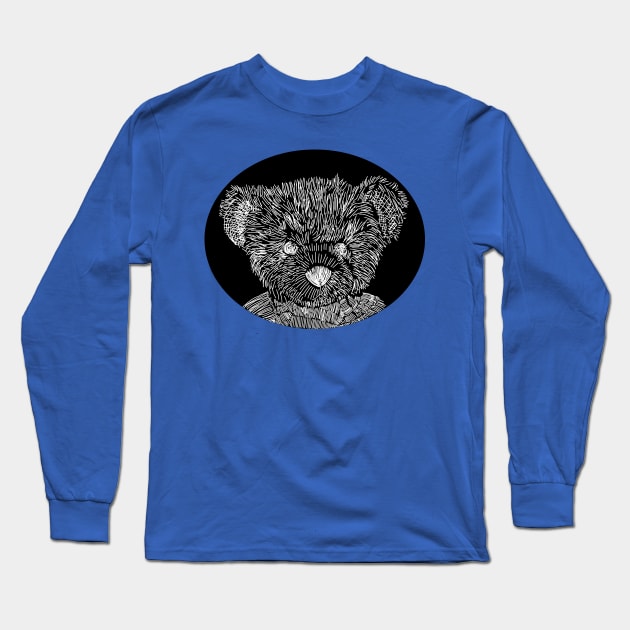 Artsy Negative Teddy Bear Sketch Long Sleeve T-Shirt by ellenhenryart